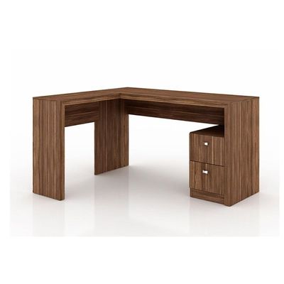 Mesa Canto P/escritório Me4129 C/ 2 Gavetas Nogal - Tecno Mobili
