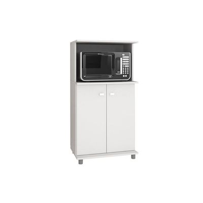 Balcão De Escritório Multiuso Bl-3307 C/ 2 Portas E Nicho P/ Microondas 60cm Branco - Tecno Mobili
