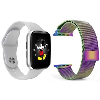 Kit 1 Smartwatch Ld5 Branco Android Ios+Pulseira Arco íris