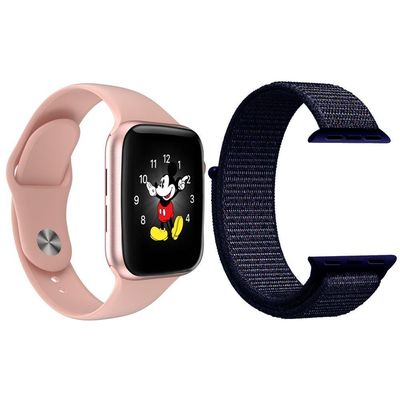 Kit Smartwatch Ld5 Rosa +Pulseira Azul Meia Noite