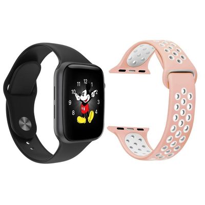 Kit 1 Smartwatch Ld5 Preto Android Ios + 1 Pulseira Rosa