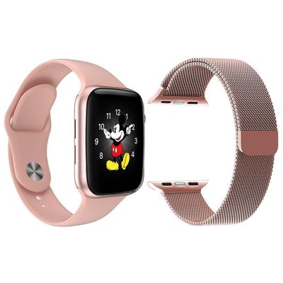 Kit 1 Smartwatch Ld5 Rosa Android Ios+Pulseira Aço Rosa
