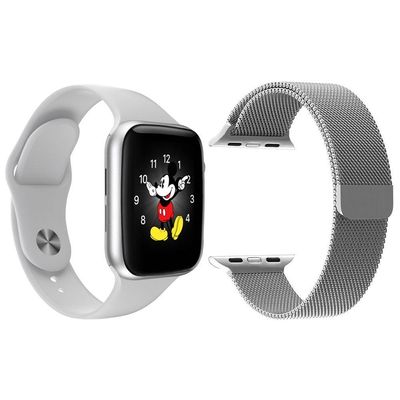 Kit 1 Smartwatch Ld5 Branco Android Ios+Pulseira Aço Prata