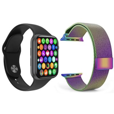 Kit Smartwatch Iwo8 Lite Plus Preto + Pulseira Arco íris