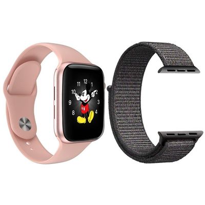 Kit 1 Smartwatch Ld5 Rosa Android Ios+Pulseira Nylon Cinza