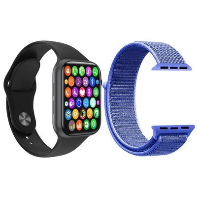 Kit Smartwatch Iwo9 Lite Preto Android Ios+Pulseira Azul