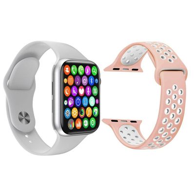 Kit 1 Smartwatch Iwo8 Lite Plus Branco + 1 Pulseira Rosa