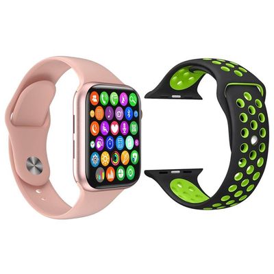 Kit Smartwatch Iwo8 Lite Plus Rosa + Pulseira Preto Verde