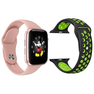 Kit Smartwatch Ld5 Rosa Android Ios+Pulseira Preto E Verde