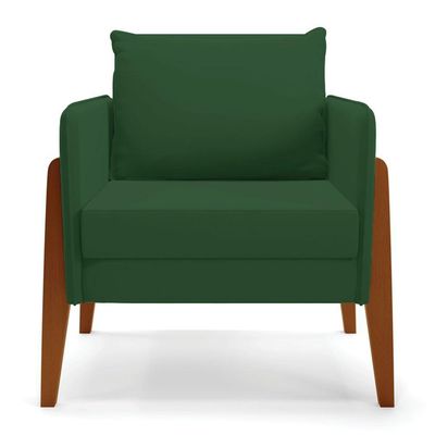 Kit 1 Sofá Namoradeira E 2 Poltronas Lana Veludo Verde Base De Madeira - D'rossi
