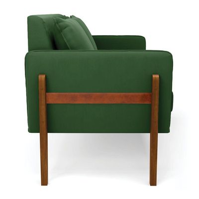 Namoradeira 2 Lugares Lana Suede Verde Base De Madeira - D'rossi