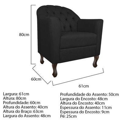 Kit Diva Recamier Diana 185cm Lado Esquerdo e 02 Poltronas Julia Corano Preto