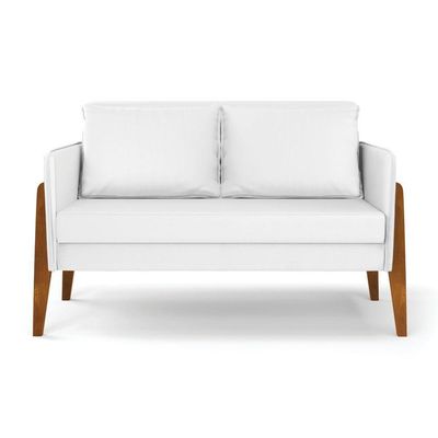Kit 1 Sofá Namoradeira E 2 Poltronas Lana Corino Base De Madeira - D'Rossi Branco
