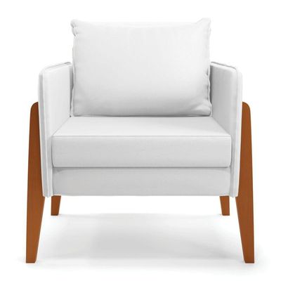 Kit 1 Sofá Namoradeira E 2 Poltronas Lana Corino Base De Madeira - D'Rossi Branco