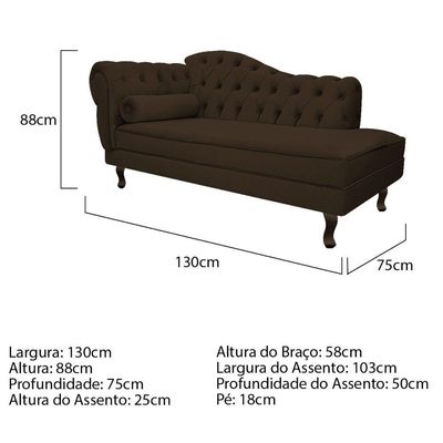 Diva Recamier Diana 130cm Lado Direito Corano - Amarena Móveis Cor Marrom