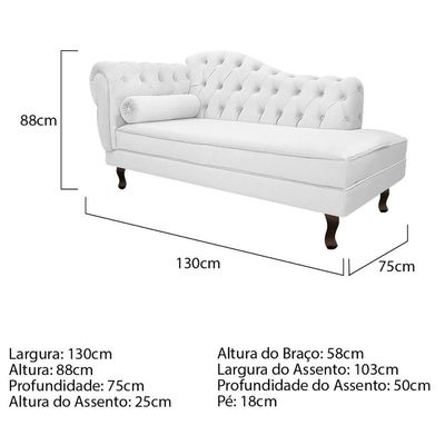 Diva Recamier Diana 130cm Lado Direito Corano - Amarena Móveis Cor Branco