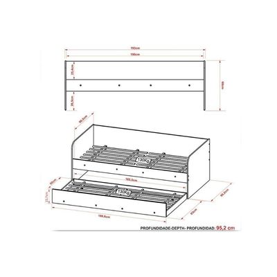 Sofá Cama Solteiro Cm8032 C/ Auxiliar Branco - Tecno Mobili