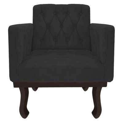 Kit Diva Recamier Diana 185cm Lado Direito E 02 Poltronas Classic Corano - Amarena Móveis Cor Preto