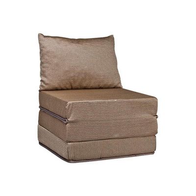 Sofá Cama Solteiro Luck Puff D23 Tecido Marrom Quadriculado - Luckspuma