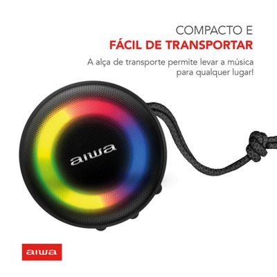 Caixa de Som Speaker AIWA SP-02 10W BT 16H IP65 RGB USB TWS Bivolt