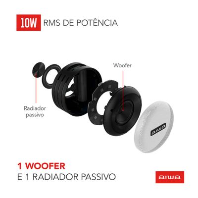 Caixa de Som Speaker AIWA SP-02 10W BT 16H IP65 RGB USB TWS Bivolt
