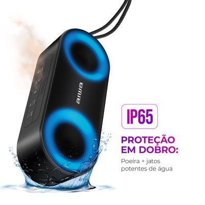 Caixa de Som Speaker AIWA SP-01 20W BT 15H IP65 RGB USB TWS Bivolt