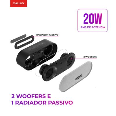 Caixa de Som Speaker AIWA SP-01 20W BT 15H IP65 RGB USB TWS Bivolt