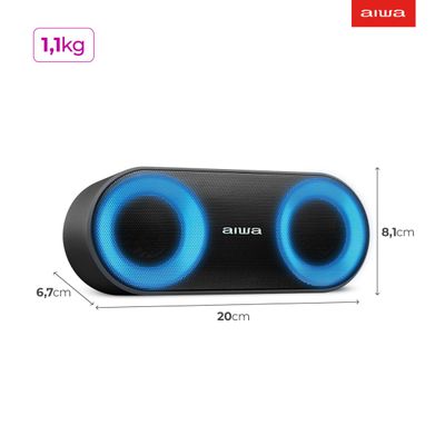 Caixa de Som Speaker AIWA SP-01 20W BT 15H IP65 RGB USB TWS Bivolt