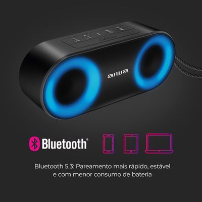 Caixa de Som Speaker AIWA SP-01 20W BT 15H IP65 RGB USB TWS Bivolt