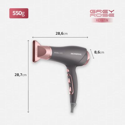 Secador de Cabelos Mondial Grafite/Rose - SCN-11 127V