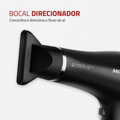 Secador de Cabelos Mondial Preto/Cromado Prata - SCN-04 220V