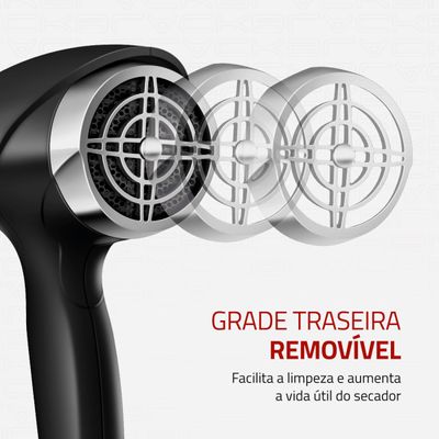 Secador de Cabelos Mondial Preto/Cromado Prata - SCN-04 220V