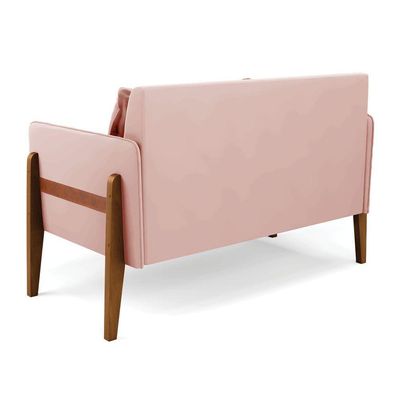 Sofá Namoradeira Lana Veludo Base De Madeira - D'rossi Cor Rose