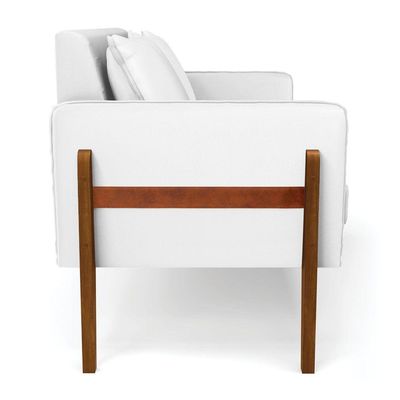 Sofá Namoradeira Lana Corino Base De Madeira - D'rossi Cor Branco