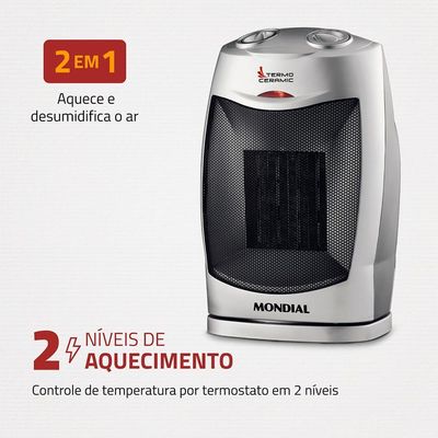 Aquecedor Mondial Termo Ceramica A-05 Aquecedor Ceramic-127v-preto/prata