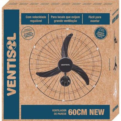 Ventilador De Parede 60 Cm 127V New Premium Preto Ventisol 110v