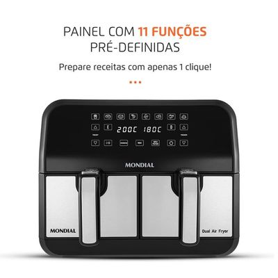 Fritadeira Air Fryer Dual Duplo Cesto 8l Mondial Afd-01-bi Air Fryer Afd-01-bi 127v/60hz