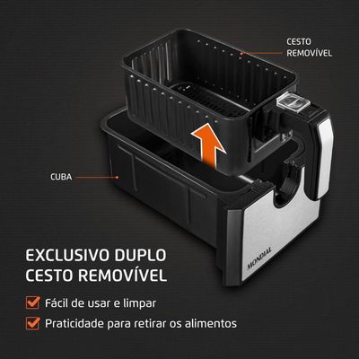 Fritadeira Air Fryer Dual Duplo Cesto 8l Mondial Afd-01-bi Air Fryer Afd-01-bi 127v/60hz