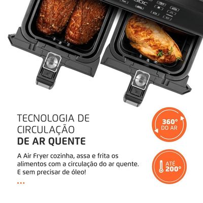 Fritadeira Air Fryer Dual Duplo Cesto 8l Mondial Afd-01-bi Air Fryer Afd-01-bi 127v/60hz