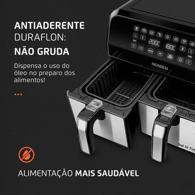 Fritadeira Air Fryer Dual Duplo Cesto 8l Mondial Afd-01-bi Air Fryer Afd-01-bi 127v/60hz