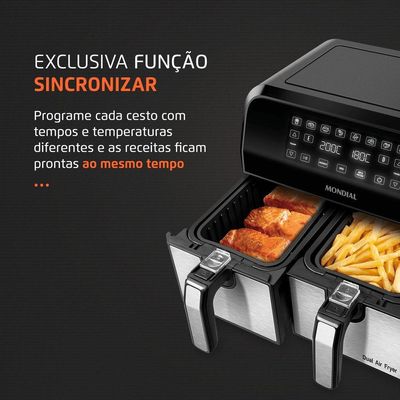 Fritadeira Air Fryer Dual Duplo Cesto 8l Mondial Afd-01-bi Air Fryer Afd-01-bi 127v/60hz