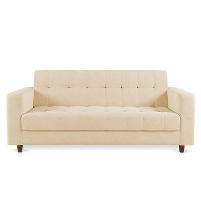 Sofá 03 Lugares Arezzo Suede Bege Pés Chanfrado Tabaco - D'rossi