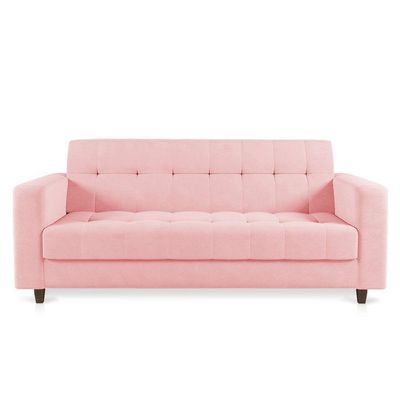 Sofá 03 Lugares Arezzo Suede Pés Chanfrado Tabaco - D'rossi Cor Rosa Bebê
