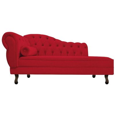 Diva Recamier Diana 185cm Lado Direito Suede - Doce Sonho Móveis Vermelho
