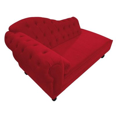 Diva Recamier Diana 185cm Lado Direito Suede - Doce Sonho Móveis Vermelho