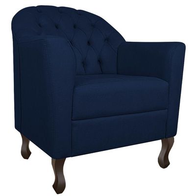 Kit Diva 140Cm Lado Direito E 02 Poltronas Julia Suede - Doce Sonho Móveis Azul Marinho