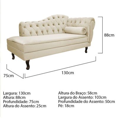Kit Diva Recamier Diana 130Cm Lado Esquerdo E 02 Poltronas Julia Suede - Doce Sonho Móveis Bege
