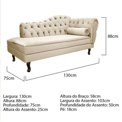 Kit Diva Recamier Diana 130Cm Lado Esquerdo E 02 Poltronas Julia Corano - Doce Sonho Móveis Bege