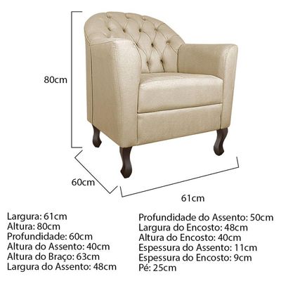 Kit Diva Recamier Diana 130Cm Lado Esquerdo E 02 Poltronas Julia Corano - Doce Sonho Móveis Bege