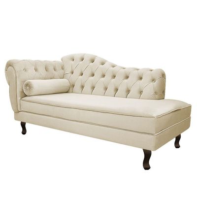 Kit Diva Recamier Diana 140Cm Lado Direito E 02 Poltronas Julia Suede - Doce Sonho Móveis Bege